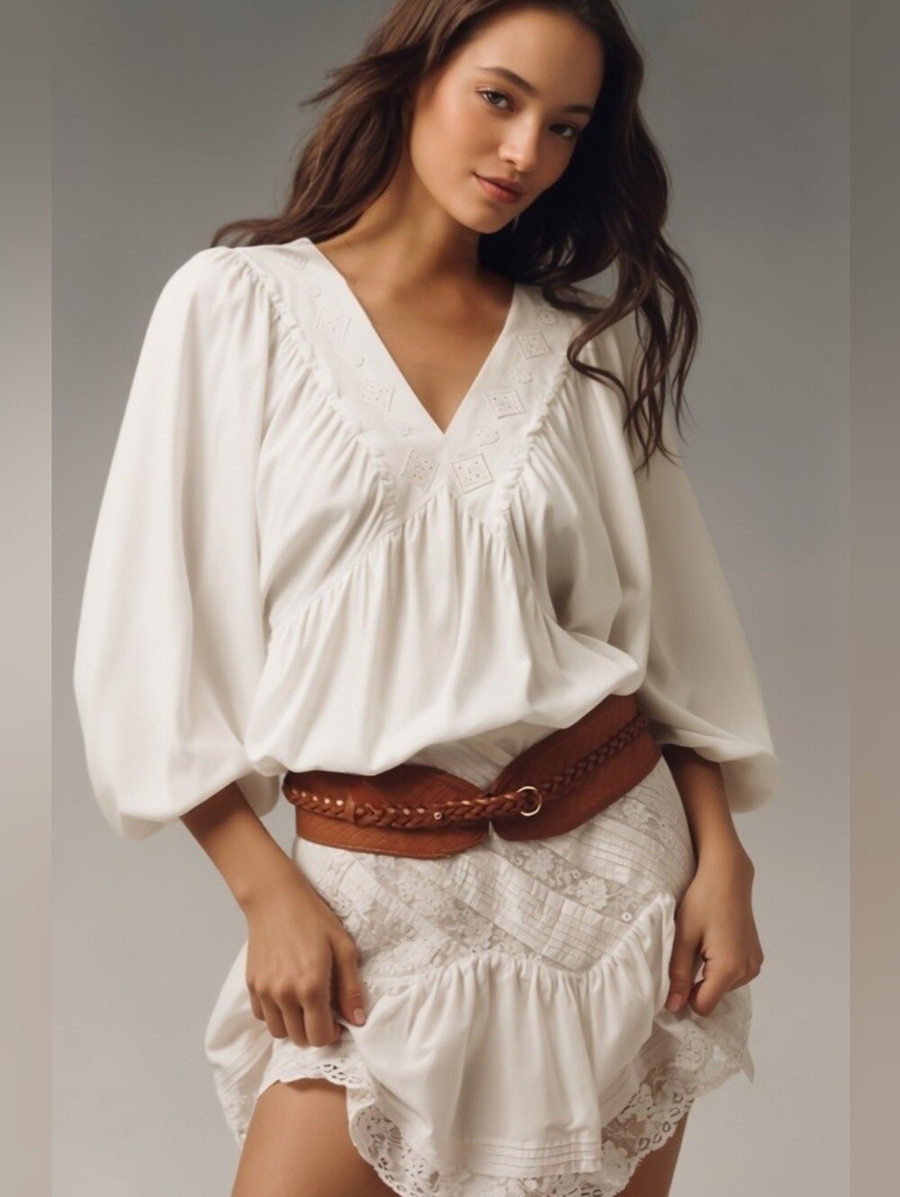 NWT Maurices White Eyelet Trimmed Blouse